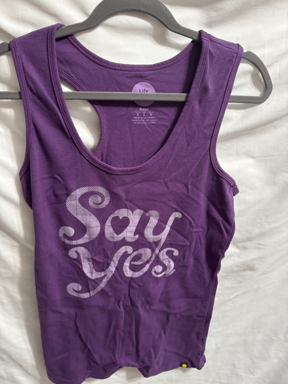 Life Is Good Purple 'Say Yes' Graphic Racerback Tank